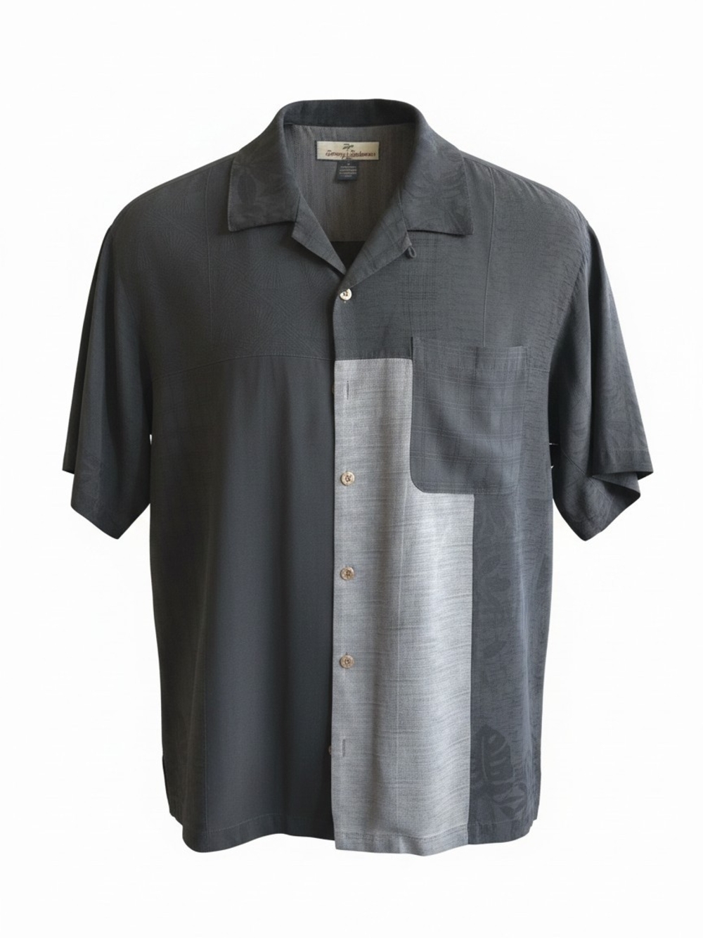Tommy Bahama Men's Black & Gray Panel Short-Sleeve Button-Down Shirt
